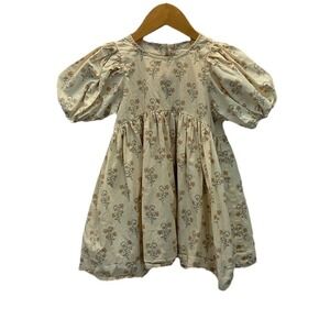 Noralee floral Jolene Dress Puff Sleeve Sz 4 Beige
